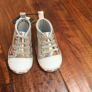 Bebe Metallic Gold and White Kids Sneakers